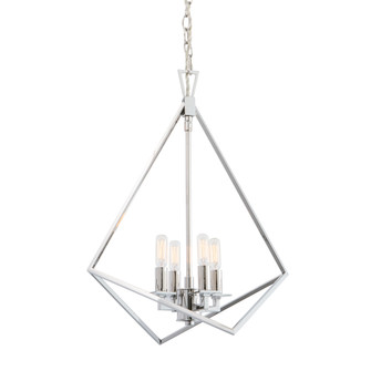 Trapezoid Cage Four Light Chandelier in Polished Nickel (185|5388-PN-NG)