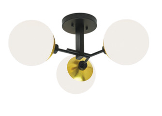 Triple Play Three Light Semi Flush Mount in Matte Black With Polished Brass (185|5675-PB-OP)