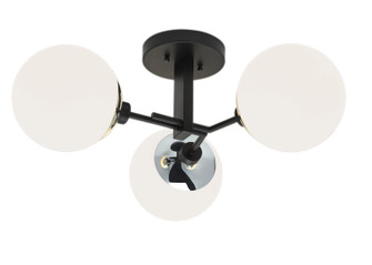 Triple Play Three Light Semi Flush Mount in Matte Black With Polished Nickel (185|5675-PN-OP)