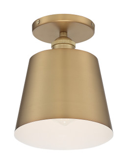 Motif One Light Semi Flush Mount in Brushed Brass / White Accents (72|60-7321)