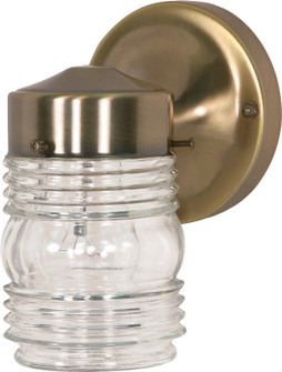 One Light Outdoor Wall Lantern in Antique Brass / Clear Ribbed (72|SF77-995)