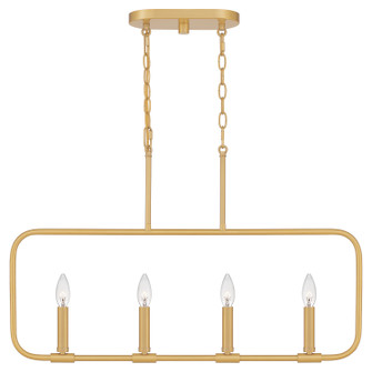 Abner Four Light Linear Chandelier in Aged Brass (10|ABR432AB)