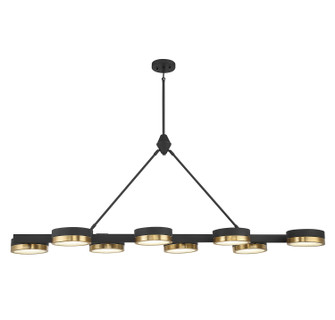 Ashor LED Linear Chandelier in Matte Black with Warm Brass Accents (51|1-1636-8-143)