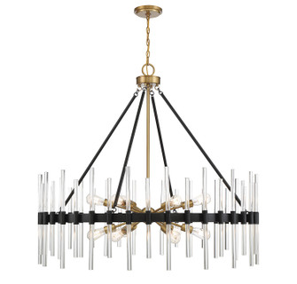 Santiago 12 Light Chandelier in Matte Black w/Warm Brass Accents (51|1-1934-12-143)