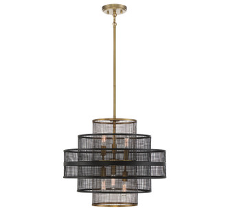 Kelvin Six Light Pendant in Matte Black with Warm Brass Accents (51|7-1927-6-143)