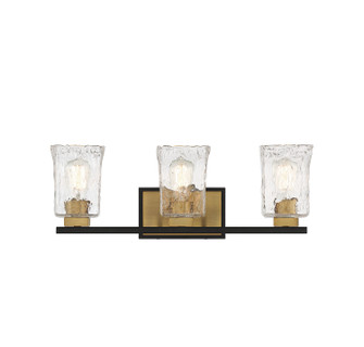 Sidney Three Light Bathroom Vanity in Matte Black w/Warm Brass Accents (51|8-1720-3-143)