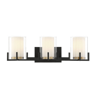 Eaton Three Light Bathroom Vanity in Matte Black w/Warm Brass Accents (51|8-1977-3-143)