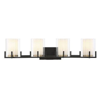 Eaton Four Light Bathroom Vanity in Matte Black w/Warm Brass Accents (51|8-1977-4-143)