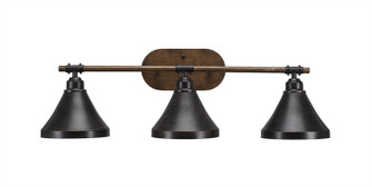 Blacksmith Three Light Bath Bar in Painted Wood-look Metal & Dark Granite (200|1753-410-DG)