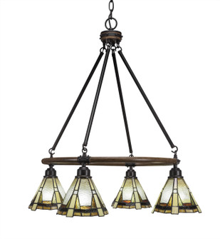 Blacksmith Four Light Chandelier in Painted Wood-Look & Dark Granite (200|1764-9345)