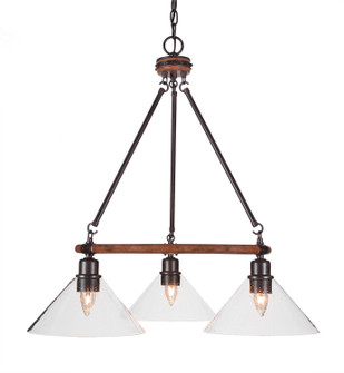 Blacksmith Three Light Chandelier in Painted Wood-Look Metal & Dark Granite (200|1766-304)