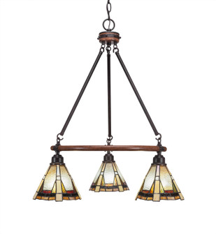 Blacksmith Three Light Chandelier in Painted Wood-Look Metal & Dark Granite (200|1766-9345)