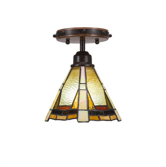 Blacksmith One Light Semi-Flush Mount in Painted Wood-look Metal & Dark Granite (200|1767-9345)