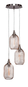 Plexus Three Light Cluster Pendalier in Brushed Nickel (200|1818-BN-1804-AT9S)