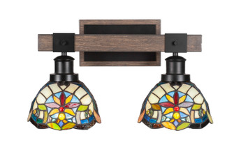 Tacoma Two Light Bathroom Lighting in Matte Black & Painted Distressed Wood-look (200|1842-MBDW-9365)