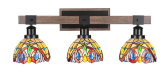 Tacoma Three Light Bath Bar in Matte Black & Painted Distressed Wood-look Metal (200|1843-MBDW-9445)