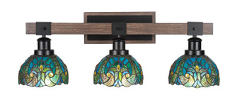 Tacoma Three Light Bath Bar in Matte Black & Painted Distressed Wood-look Metal (200|1843-MBDW-9925)