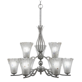 Revo Nine Light Chandelier in Aged Silver (200|249-AS-721)