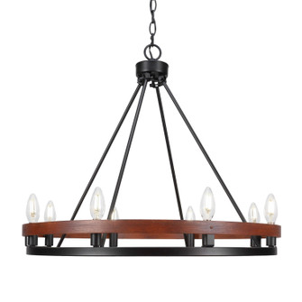 Belmont Eight Light Chandelier in Matte Black & Wood Grain (200|2708-MBWG)