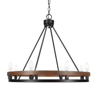 Belmont Eight Light Chandelier in Matte Black & Wood Grain (200|2708-MBWG)