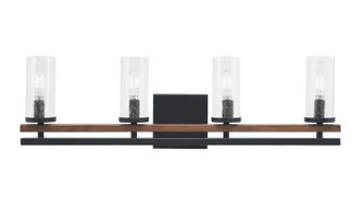 Belmont Four Light Bathroom Lighting in Matte Black & Wood Grain (200|2714-MBWG-800)