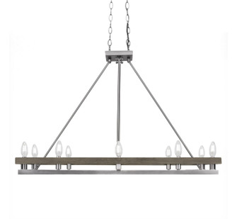 Belmont Ten Light Island Pendant in Graphite & Painted Distressed Wood-look Metal (200|2740-GPDW)