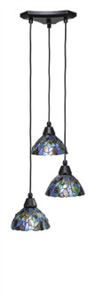 Europa Three Light Cluster Pendalier in Matte Black (200|28-MB-9955)