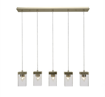 Nouvelle Five Light Linear Pendalier in New Age Brass (200|3215-NAB-530)