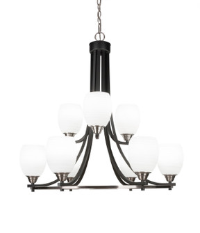Paramount Nine Light Chandelier in Matte Black & Brushed Nickel (200|3409-MBBN-615)