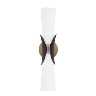 Muncie Two Light Wall Sconce in Patina Brass (67|B2102-PBR/SBK)