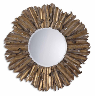 Hemani Mirror in Antiqued Gold Leaf w/Burnished Edges And A Light Gray (52|12742 B)