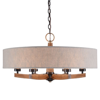 Woodall Six Light Chandelier in Dark Bronze & Antique Brass (52|21331)