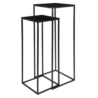 Coreene Nesting Pedestal Tables, S/2 in Aged Black Iron (52|25121) Coreene Nesting Pedestal Tables, S/2 in Aged Black Iron (52|25121)