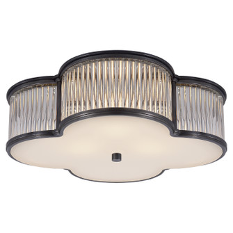 Basil Three Light Flush Mount in Gun Metal and Clear Glass Rods (268|AH 4015GM/CG-FG)