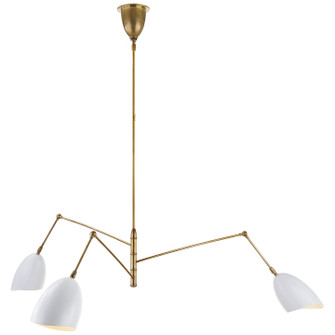 Sommerard Three Light Chandelier in Hand-Rubbed Antique Brass and White (268|ARN 5009HAB-WHT)
