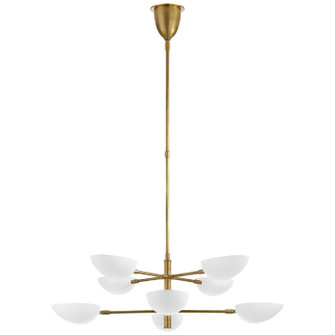 Graphic Eight Light Chandelier in Hand-Rubbed Antique Brass (268|ARN 5501HAB-WHT)