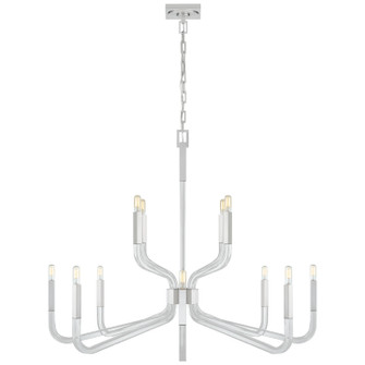 Reagan 12 Light Chandelier in Polished Nickel and Crystal (268|CHC 5904PN/CG)