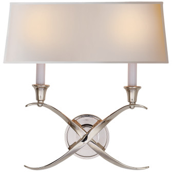 Cross Bouillotte Two Light Wall Sconce in Polished Nickel (268|CHD 1191PN-NP)