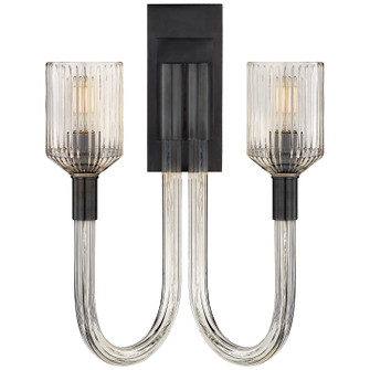 Reverie Two Light Wall Sconce in Clear Ribbed Glass and Bronze (268|KW 2404CRB/BZ)
