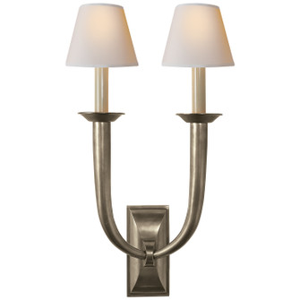 French Deco Horn Two Light Wall Sconce in Antique Nickel (268|S 2021AN-NP)