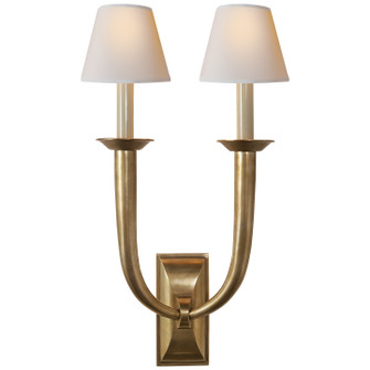 French Deco Horn Two Light Wall Sconce in Hand-Rubbed Antique Brass (268|S 2021HAB-NP)