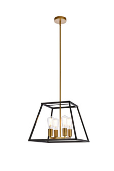 Declan Four Light Pendant in Black And Brass (173|LD720D16BRK)