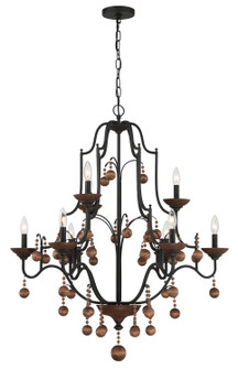 Colonial Charm Nine Light Chandelier in Old World Bronze w/Walnut (7|2669-723)