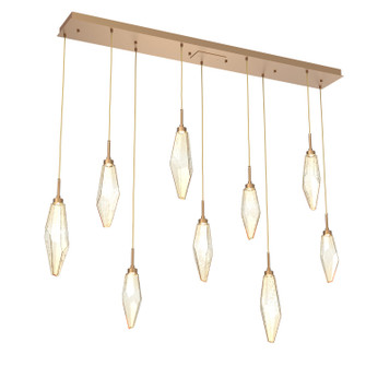 Rock Crystal LED Linear Pendant in Novel Brass (404|PLB0050-09-NB-CA-C01-L3)