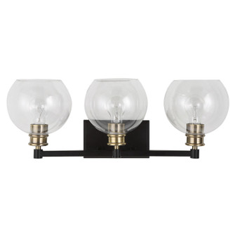 Kent Three Light Vanity in Black & Plated Antique Brass (52|22872)