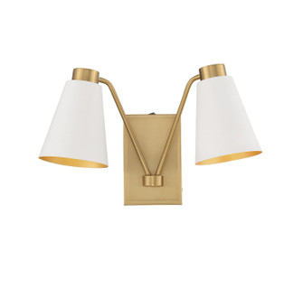 Two Light Wall Sconce in White with Natural Brass (446|M90076WHNB)
