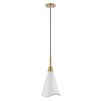 Tango One Light Pendant in Matte White / Burnished Brass (72|60-7477)