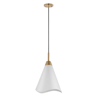 Tango One Light Pendant in Matte White / Burnished Brass (72|60-7474)