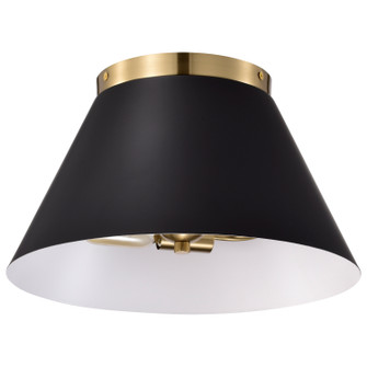 Dover Three Light Flush Mount in Black / Vintage Brass (72|60-7417)