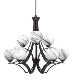 Zilo Nine Light Chandelier in Matte Black (200|569-MB-4109)